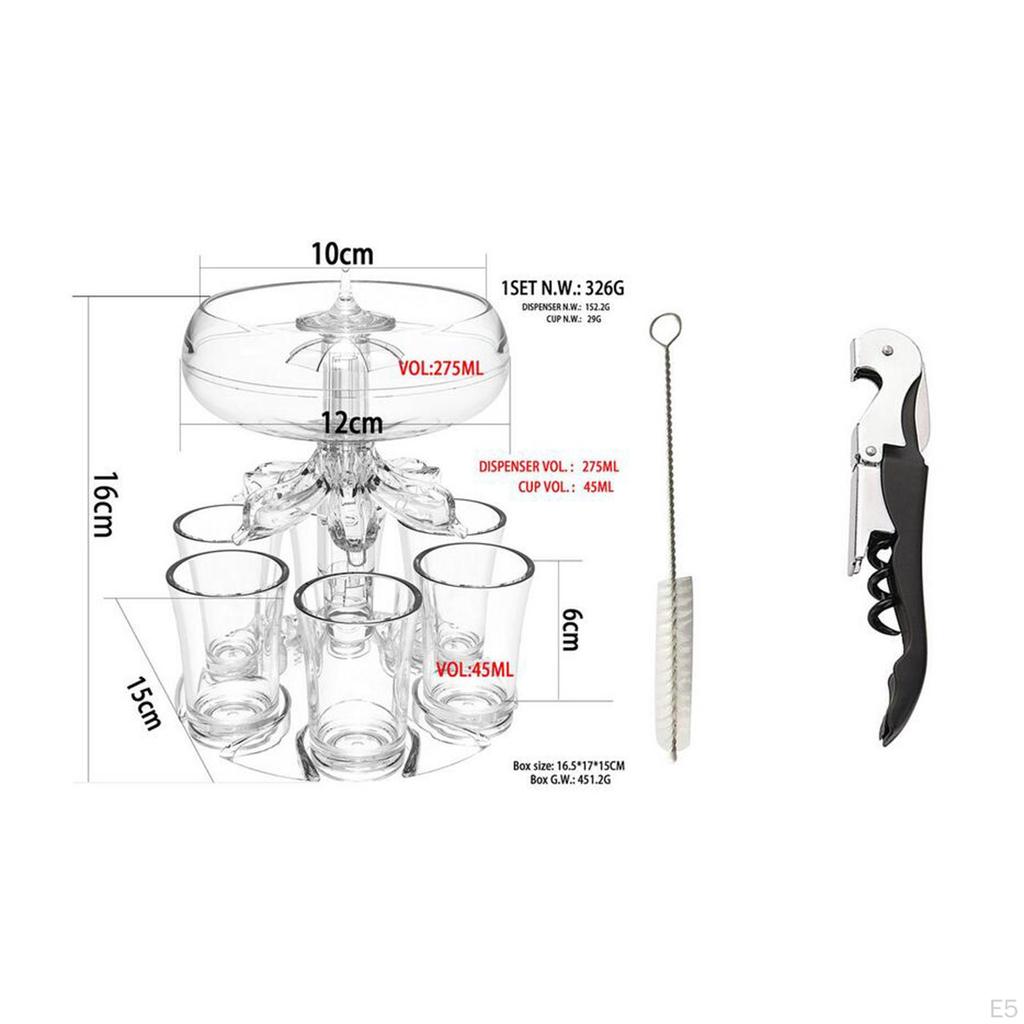 6 Glass Dispenser Cocktail Reusable Clear Small and Set for Party Holiday Gifts