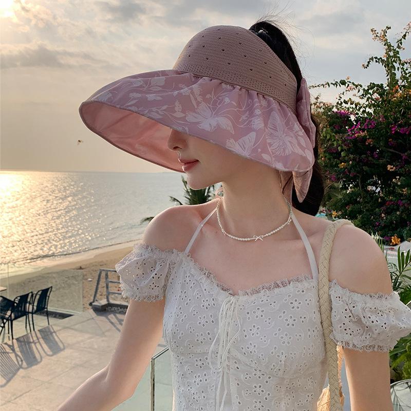 Mode Femmes Été Oversize Haut Vide Protection Solaire Extérieure Pare-Soleil Sauvage Voyage Plage Pliable Chapeau de Soleil à Large Bord Casquette Visière