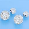 Fashion Korean Style Double Sized Rhinestone Ball 925 Pin Stud Earrings
