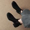 Krazing Pot Cow Suede Nubuck Winter Round Toe Modern Boots Med Heels Zipper Women Ankle Boots