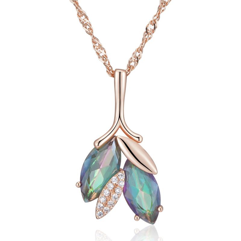 

Kienl Ожерелье с подвеской в виде кристального цветка для женщин, цвет розового золота, разноцветные натуральные цирконы, аксессуары, повседневные изысканные украшения