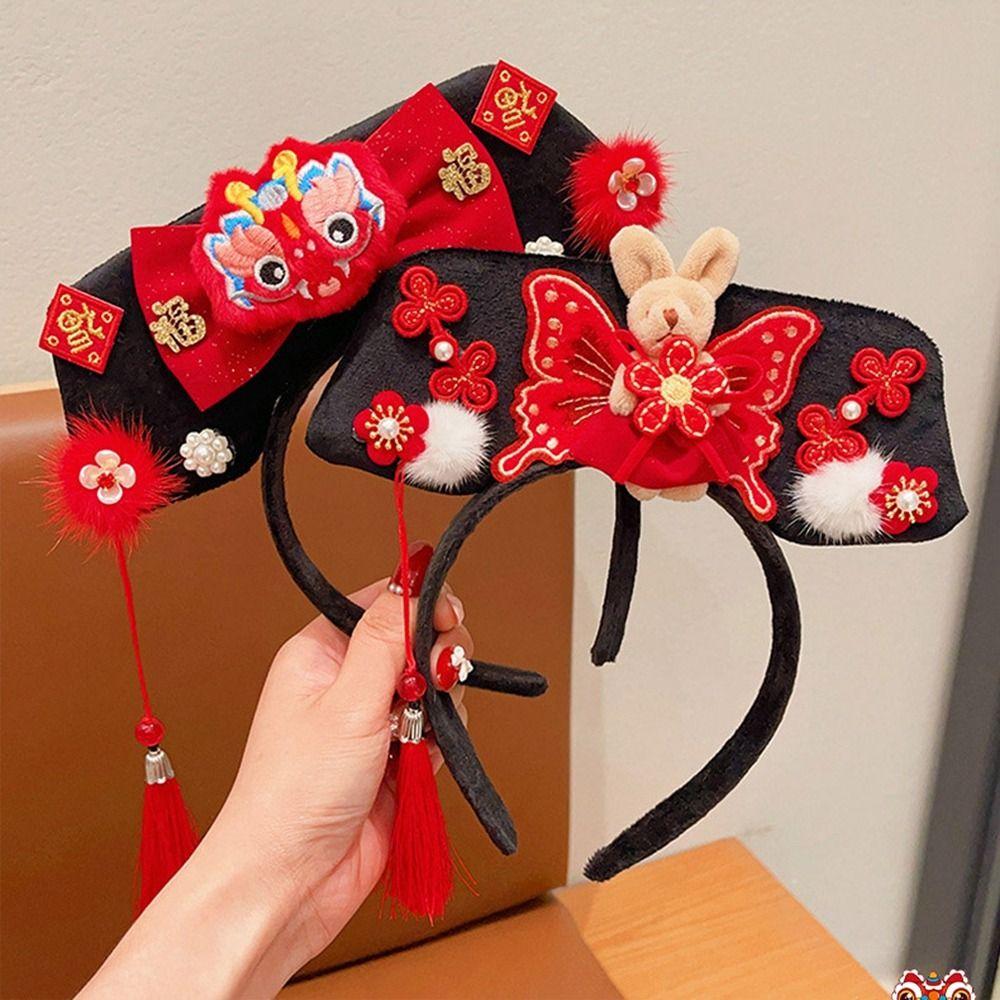 Snake Year Chinese Style Headwear Velvet Bow Hanfu Headwear Ancient Style Gege Headband  Women