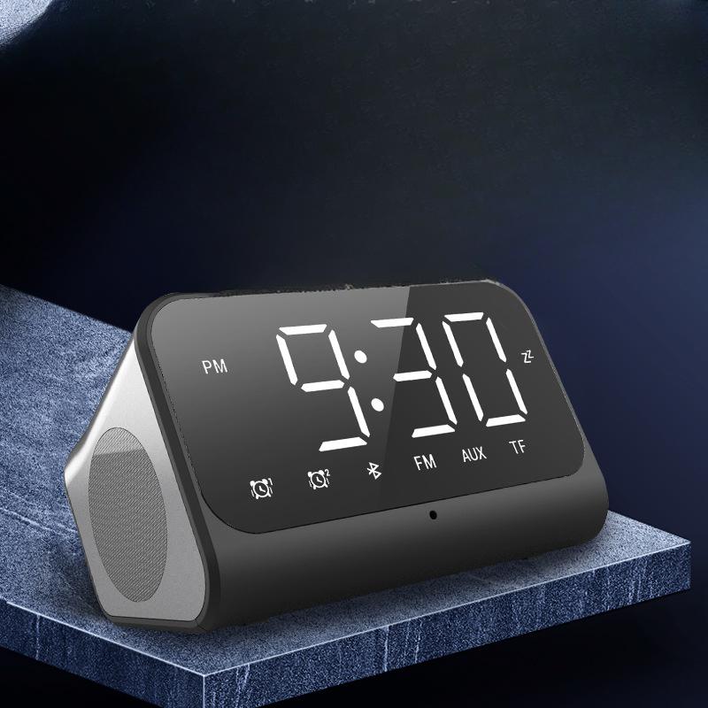 Bluetooth Lautsprecher TF-Karte Subwoofer Schlummer-Wecker Spiegel Radio Kreative LED Elektronische Uhr Geschenk