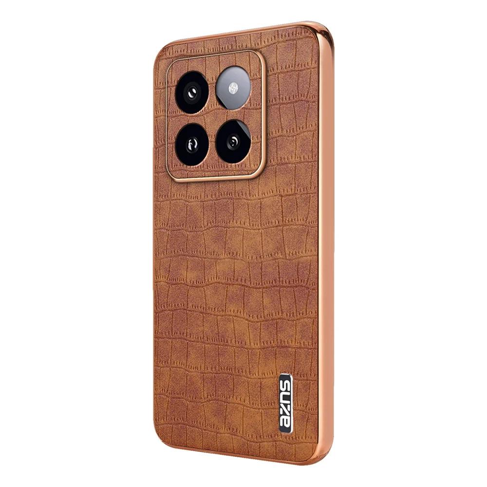 Luxury Crocodile Leather Phone Case for Xiaomi POCO X6 M6 F5 F6 Pro 4G 5G Mi 14 Ultra 13T Pro Shockproof Electroplat Frame Cover