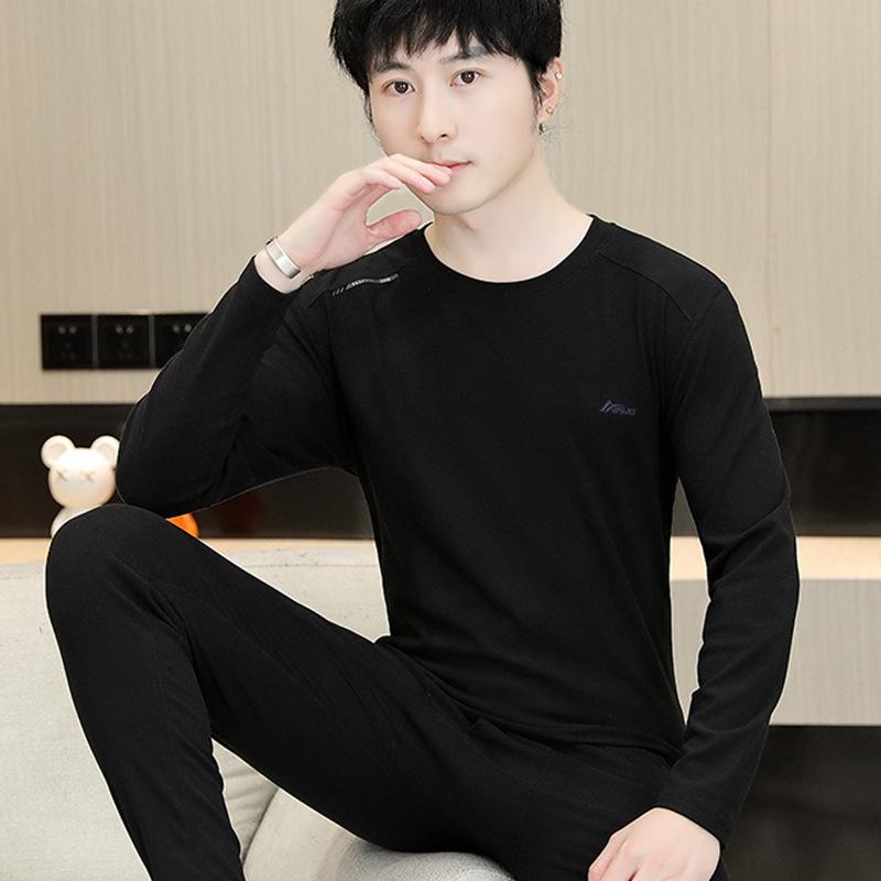 Ensemble de Sous-vêtements Thermiques d'Automne pour Homme: Pull et Pantalon en Laine pour Adolescents - Mélange Chaud de Coton