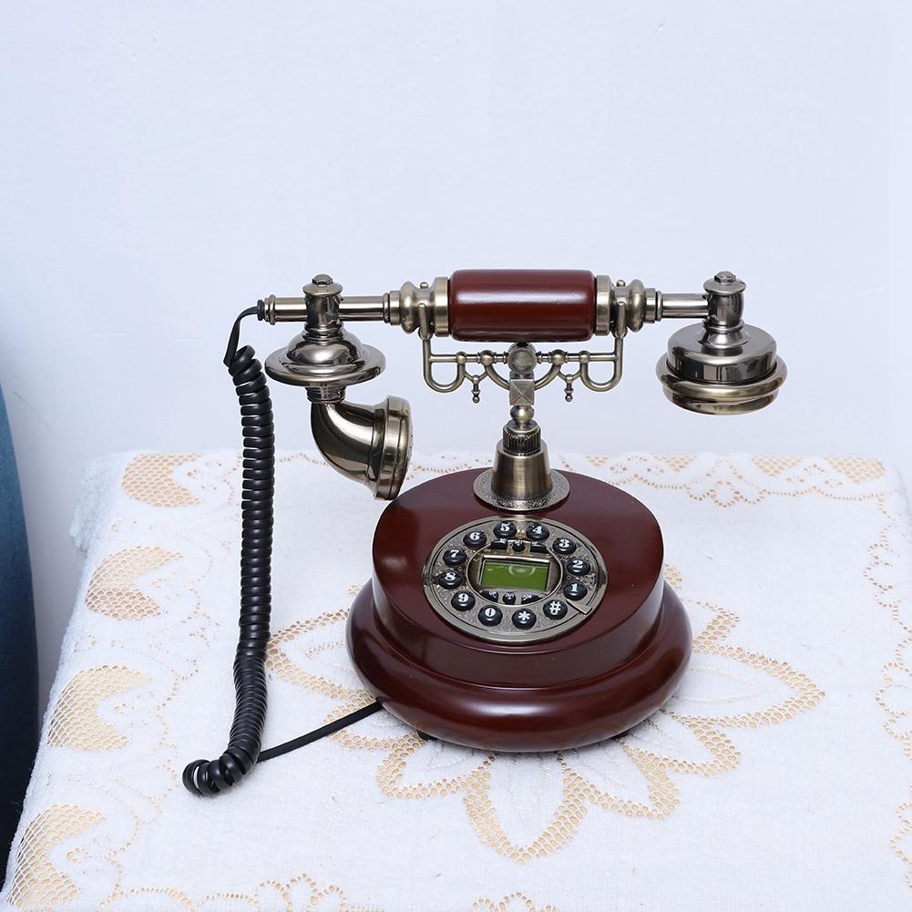 Retro Vintage Wired Corded Telephone Landline FSKDTMF Telephone Line Powered Hotel Office Home