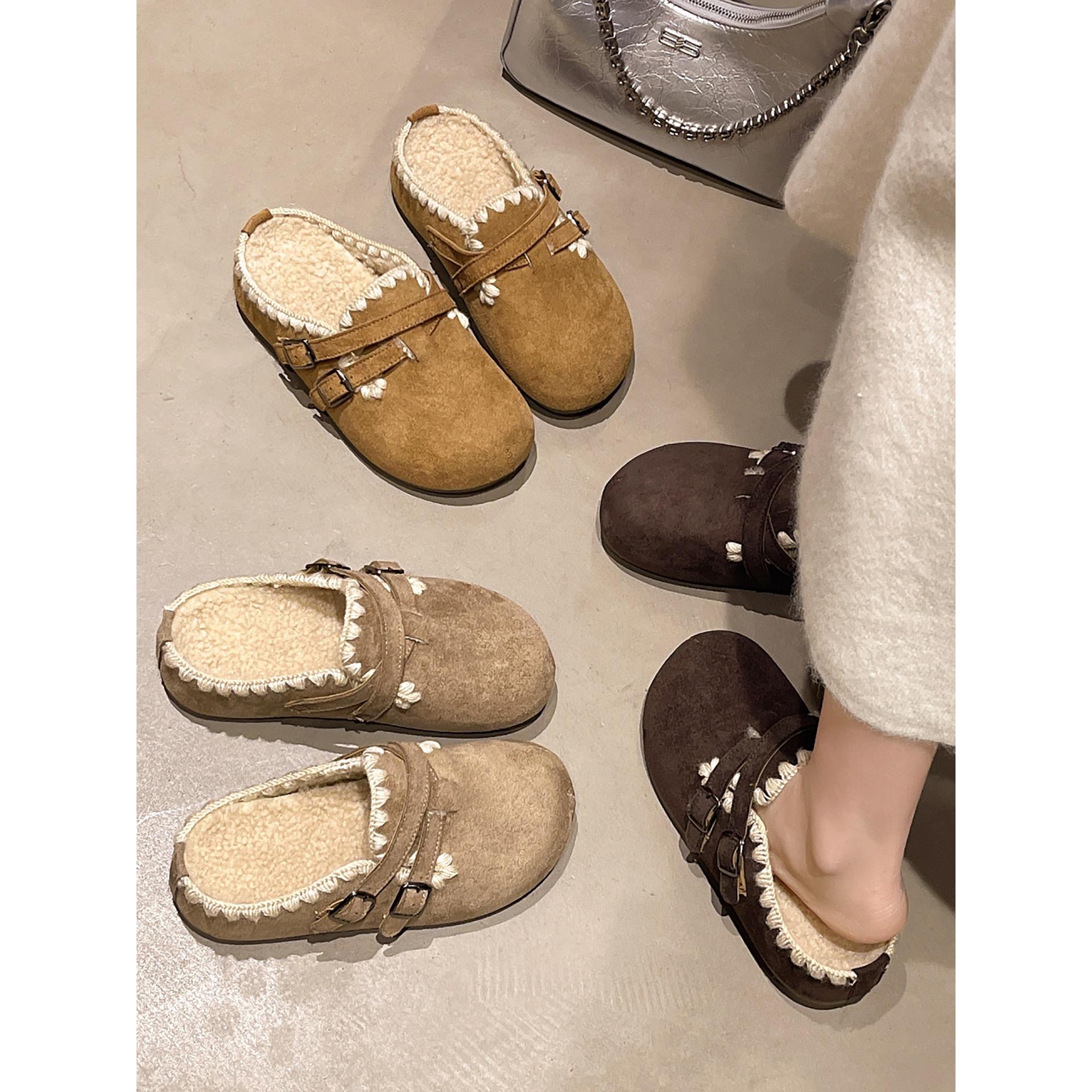 Хаки платформа велюровые полусапоги Birkenstocks женская обувь зимние утолщенные тепловые хлопковые тапочки 40 хаки
