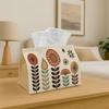 2D Flat 1pc Mid-Century Modern Tissue Box - Multi-Functional Napkin Dispenser, Decorated with Scandinavian Geometric Floral, Suitable for Living Room,
