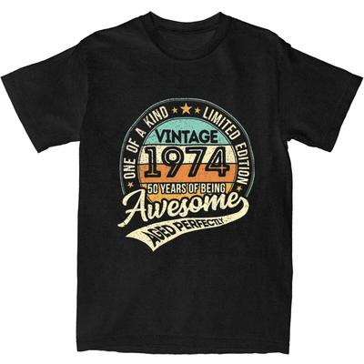 50 Years Old 50th Birthday Gifts Merch Shirt Men Women Vintage 1974 People Novelty Pure Cotton Graphic Print Tee Shirts