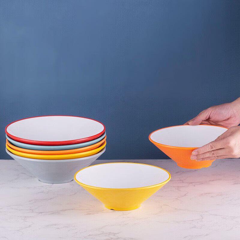 Sweet Elegant A5 Melamine Thickened Dual-Color Noodle & Soup Bowl