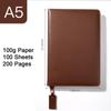 A5 genuine leather notebook, business meeting record book, student diary, notepad, handbook, 100 sheets 200 pages