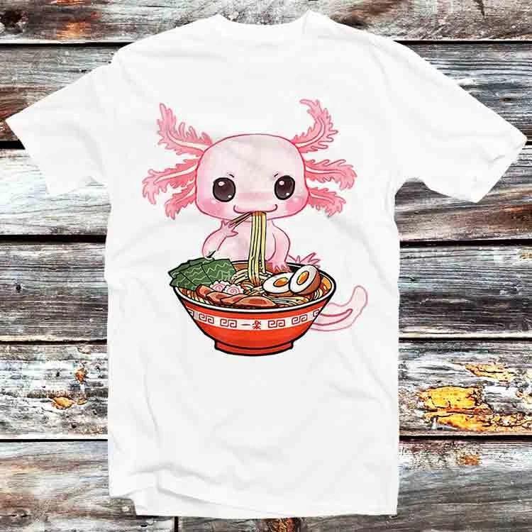 Kawaii Axolotl RaUnisex Noodles Japanese Anime T Shirt B1160 XL