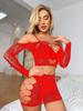 Alluring European & American Off-Shoulder Bodysuit: Backless, Cutout, Long-Sleeve Fishnet Design (TZ556).