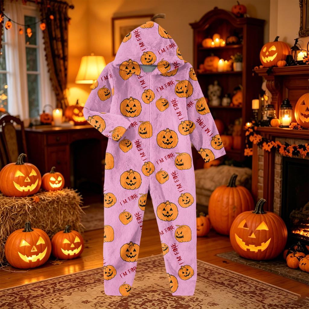 Women's Halloween Flannel Loungewear Jumpsuit