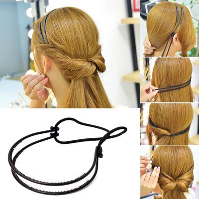 Lystrfac Schwarzes Elegantes Haarband für Damen Geflochtenes Stirnband Doppelgummi-Stirnband Haarschmuck
