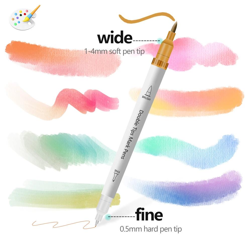 Waterproof Double Tip Art Markers Pen Set for Drawing Sketching Manga Coloring Watercolor Paint Brush Art Stationery Supplies