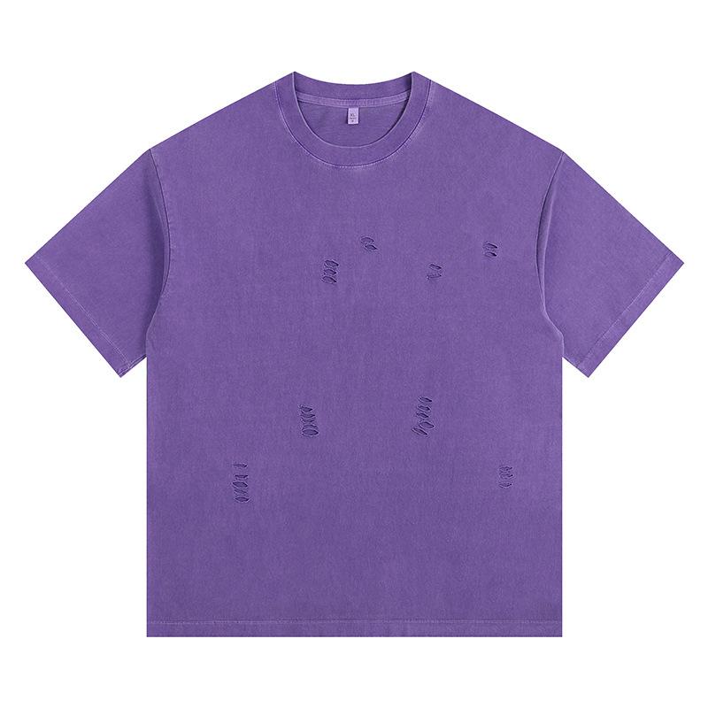 

260 грамм однотонная футболка с круглым вырезом и прорезью для стирки на заказ для печати вышитая 4XL фиолетовый