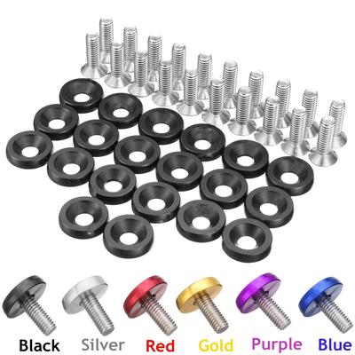 20 pegatinas universales para parachoques de coche, de aluminio CNC, M6 x 15 mm, con contraseña para arandela de guardabarros, perno y compartimento del motor.