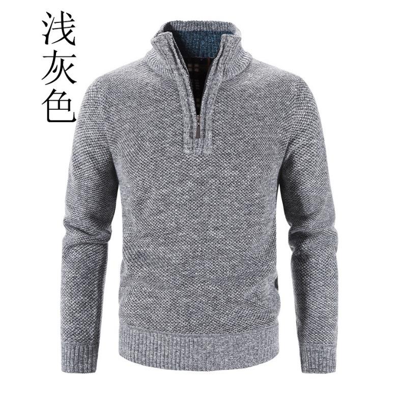 Men S Plus Size Fleece Half Zip High Neck Pullover Long Sleeve Knit Sweater