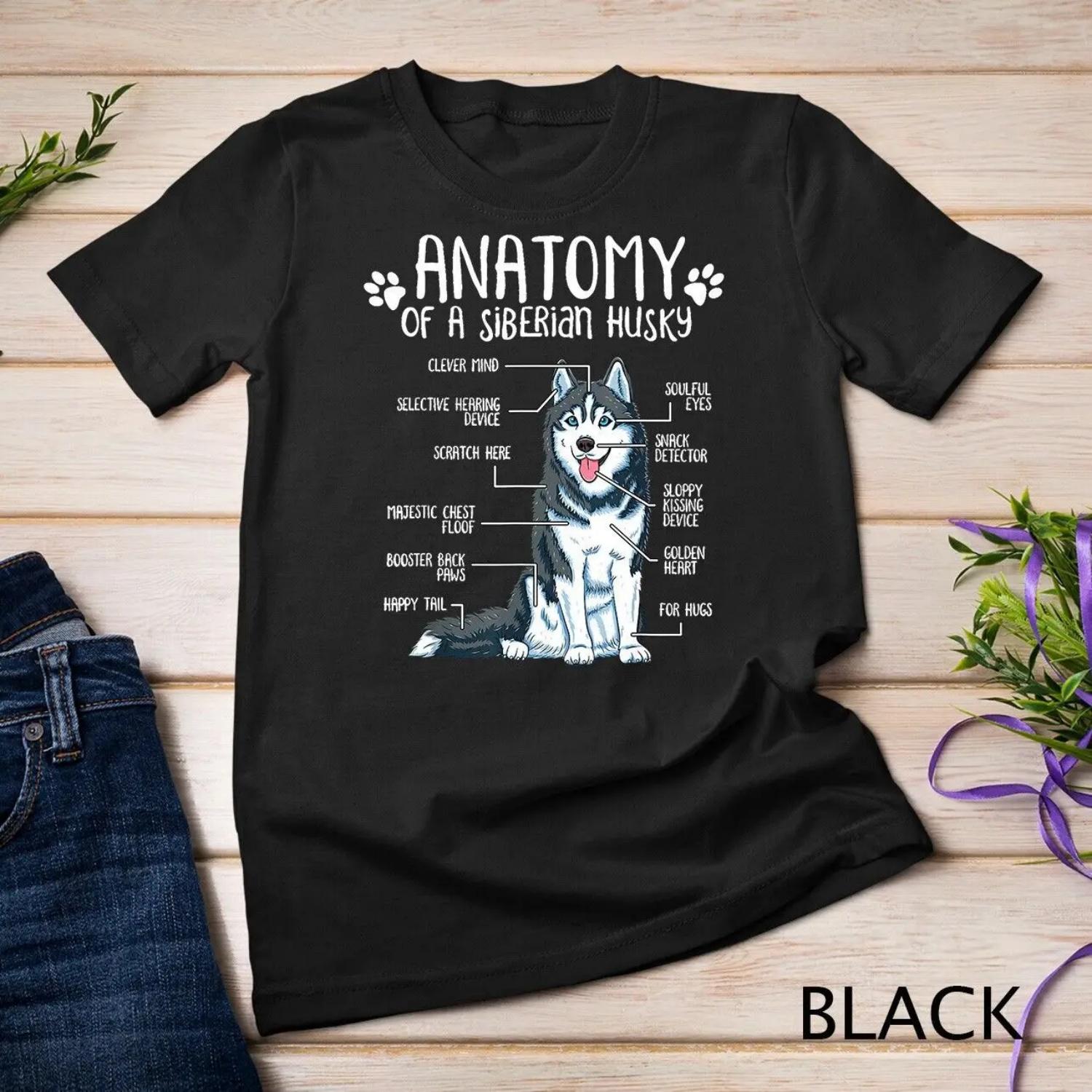Funny Anatomy Siberian Husky Dog Lover T Shirt S