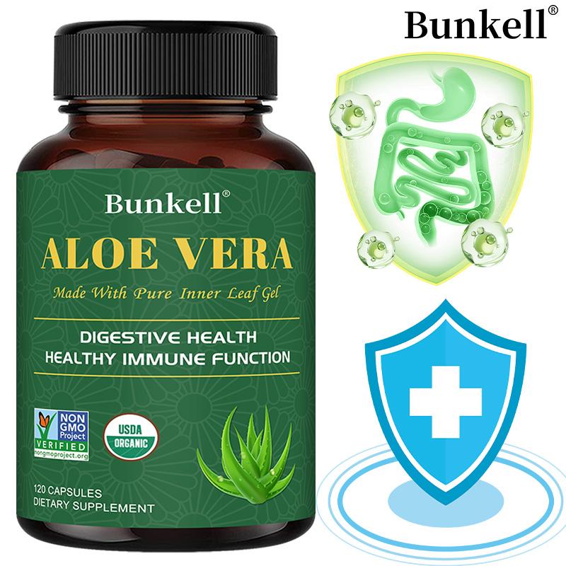 Bunkell Aloe Vera Supplement, 180mg Organic Inner Leaf Gel, 120 Caps