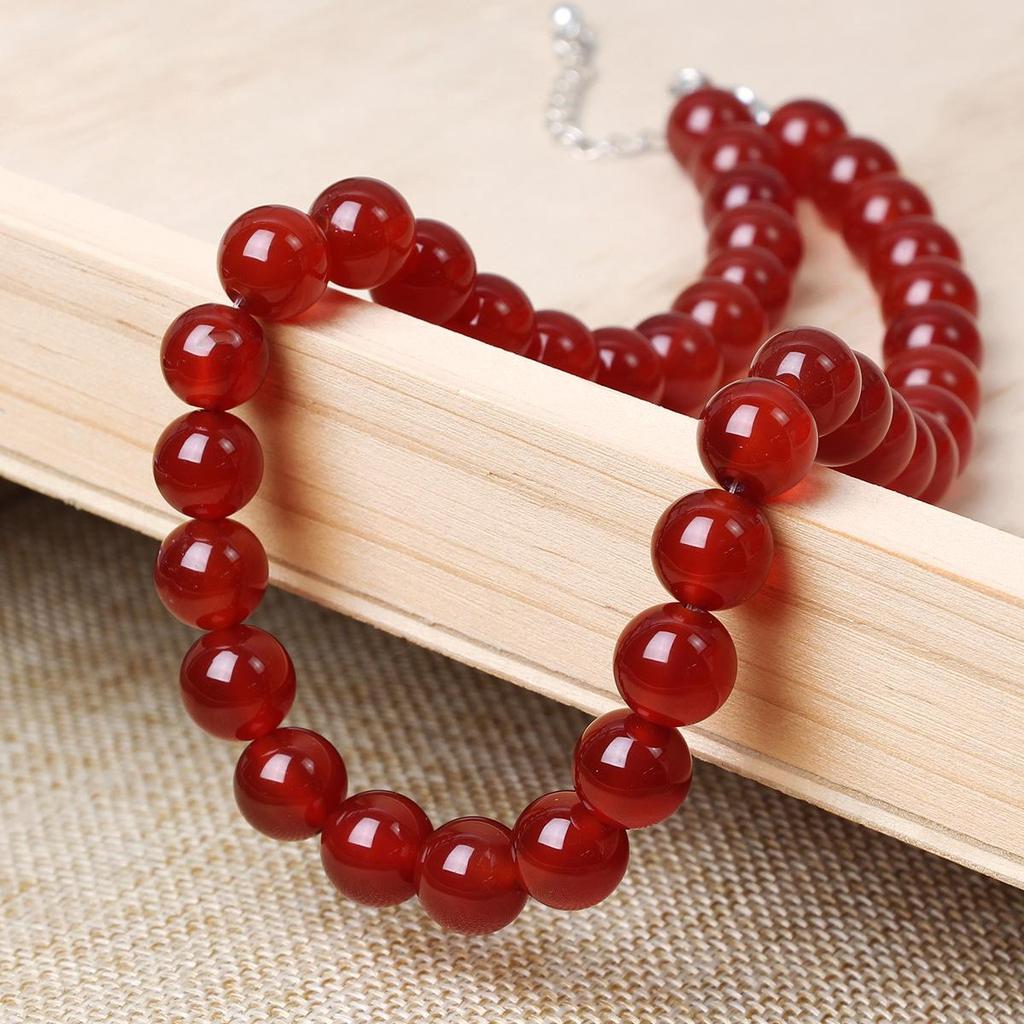 Handmade Red Agate Beaded Necklace: Women's High-End Chinese Style Clavicle Choker