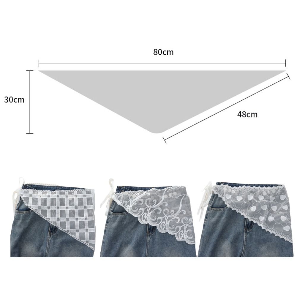 Lace Trim Triangle Short Skirt Soft Lace Butt Curtain Skirt New Waist Scarf For Women