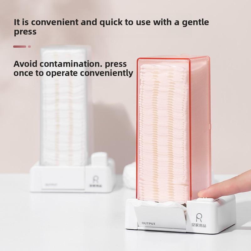 Automatic Cosmetic Cotton Box Press Type Cotton Pad Dispenser Makeup Organizer Dustproof Makeup Cotton Storage Box Home Gadgets