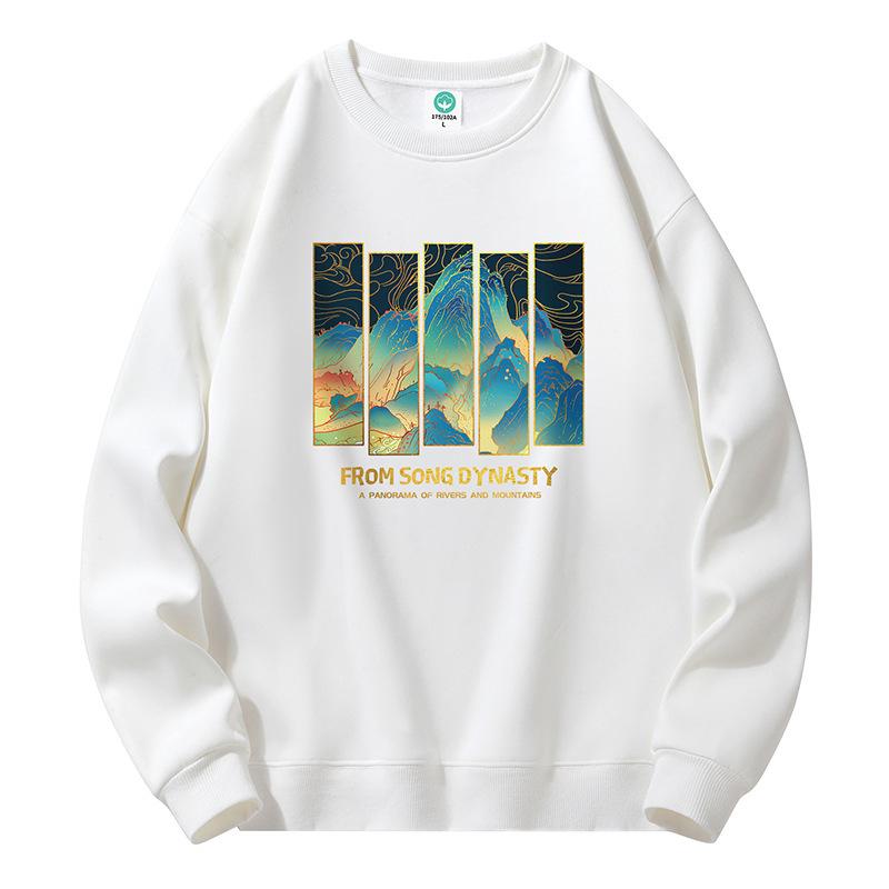 Spring and Autumn Crew Neck Sweater Men's Loose Long Sleeve Jacket Teen Couple T-Shirt Spring and Autumn