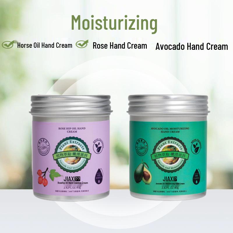 Jiaxi 80ml Rose Avocado Horse Oil Hand Cream for Autumn & Winter - Moisturizing & Hydrating.