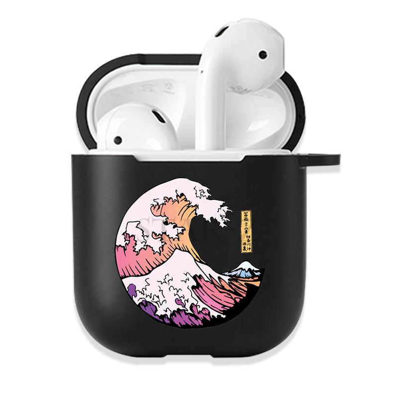 Soft Black Silicone Case for Apple Airpods Pro 3 2 1 The Great Wave of Kanagawa Bluetoooth Wireless Earphone Cases Airpod Cover
