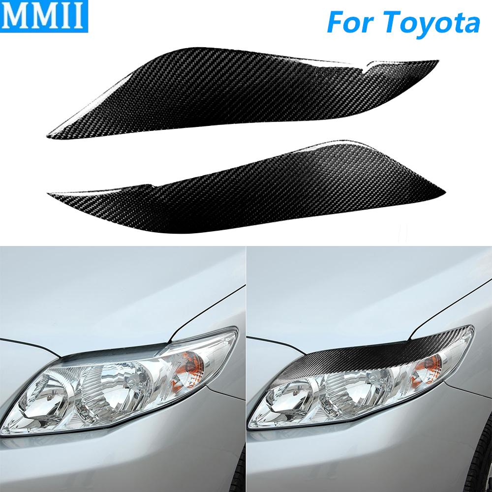 For Toyota Corolla 2008-2011 Real Dry Carbon Fiber Front Headlight Eyelid Eyebrow Cover Panel Trim Car Accessories Modification