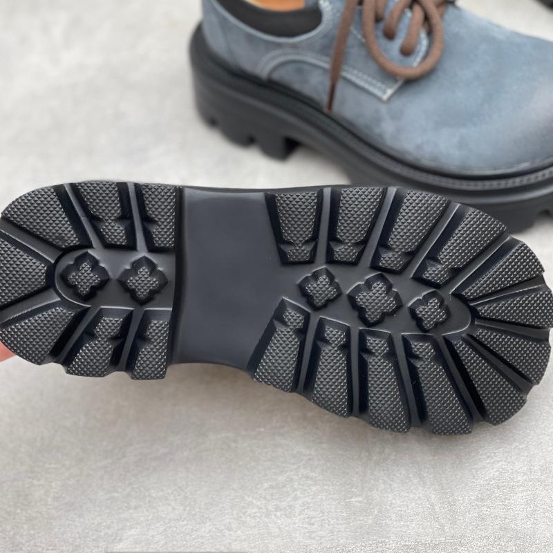 Johnature British Style Genuine Leather Shoes With Thick Soles Retro Lace Up Soft Cowhide Round Toe Women's Shoes