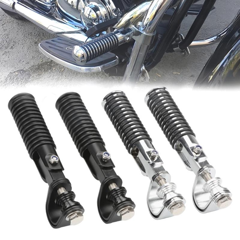 1 Pair Motorcycle Foot Pegs Aluminum Foot Pegs for 1''-1.2" Crash Bar U Clamp Foldable Footpegs Universal Footrest Mount