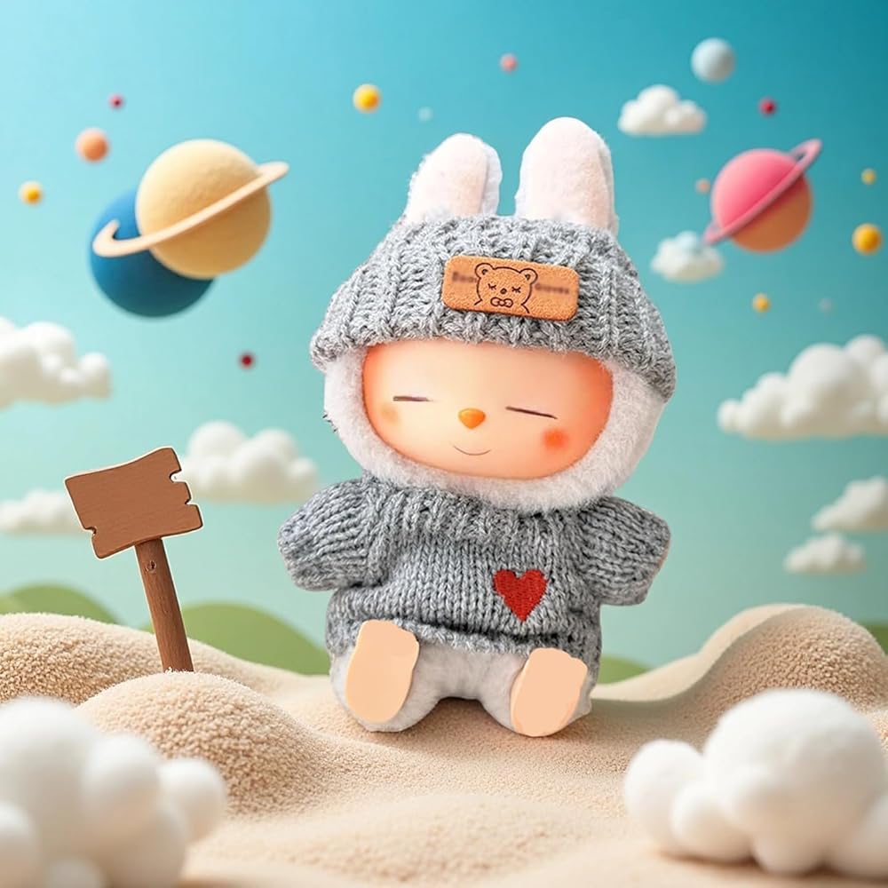 

Cimoon Doll Clothes Gray Sweater Set for 15cm/17cm Plush Toys Cute Costume Outfit Accessory