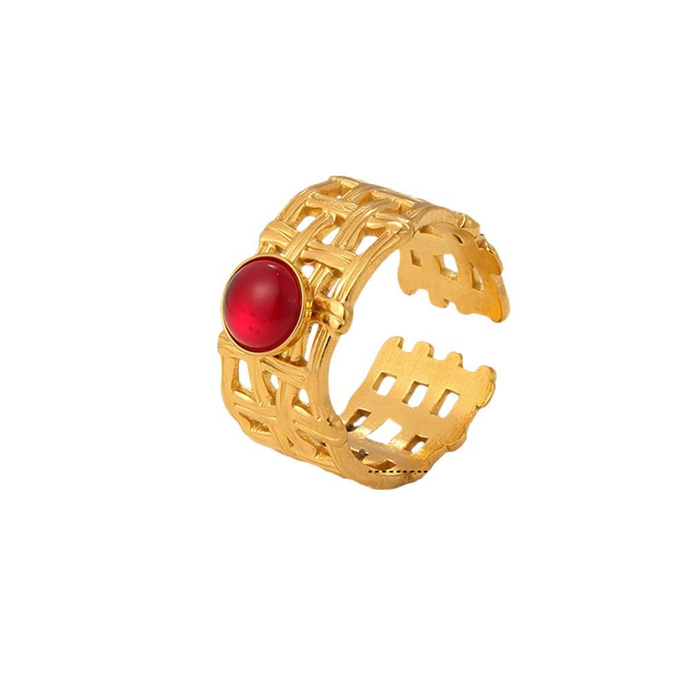Bohemian Geometric Adjustable Stainless Steel Ring for Women - Non-Fading Fashion Jewelry