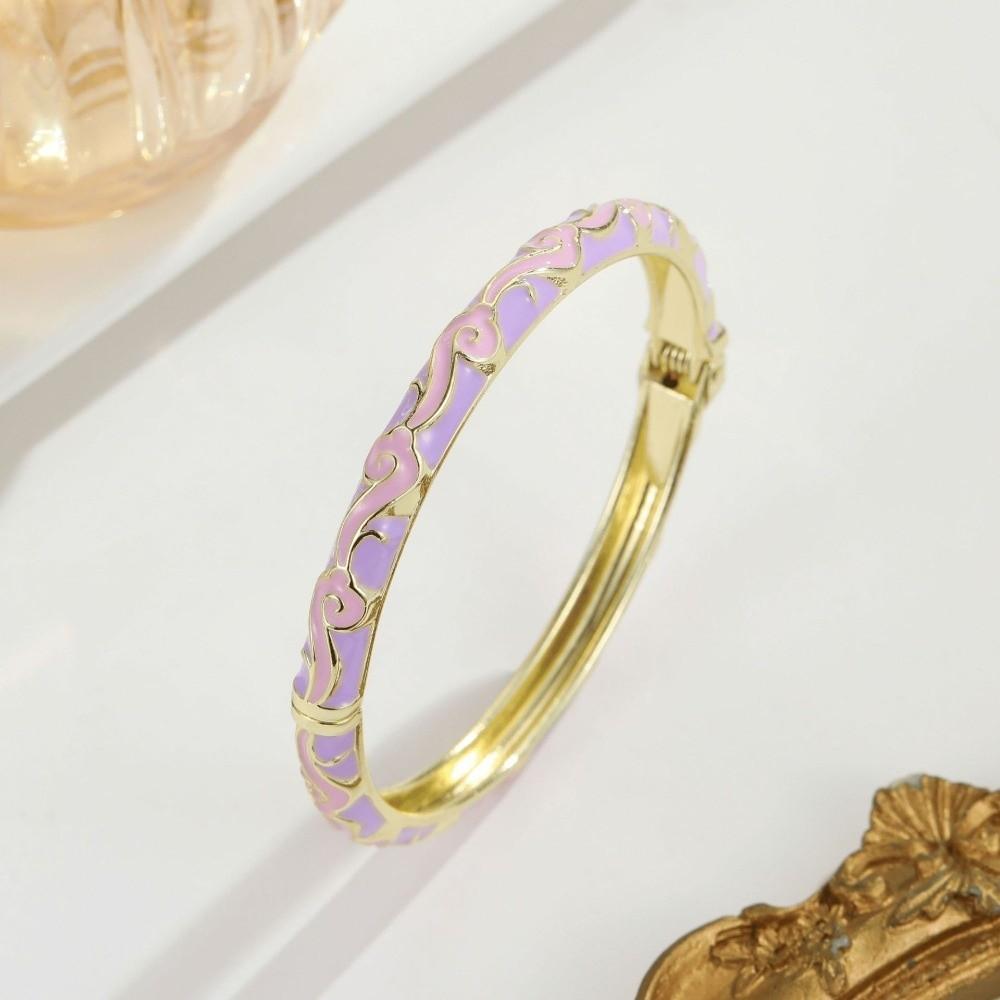 Lightweight Metal Cloisonne Lucky Bangle Colorful Glazed Ethnic Pattern Cuff Tourist Attractions