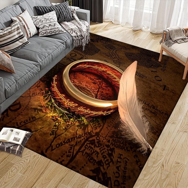 Lord of the Rings Element Square Area Rug, Non-Slip Floor Mat for Home Office, Perfect Gift for Fans.chl