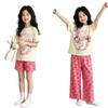 2026 Girls' Summer Pajama Set: Short-Sleeved Top, Shorts, and Three-Piece Homewear for Big Girls