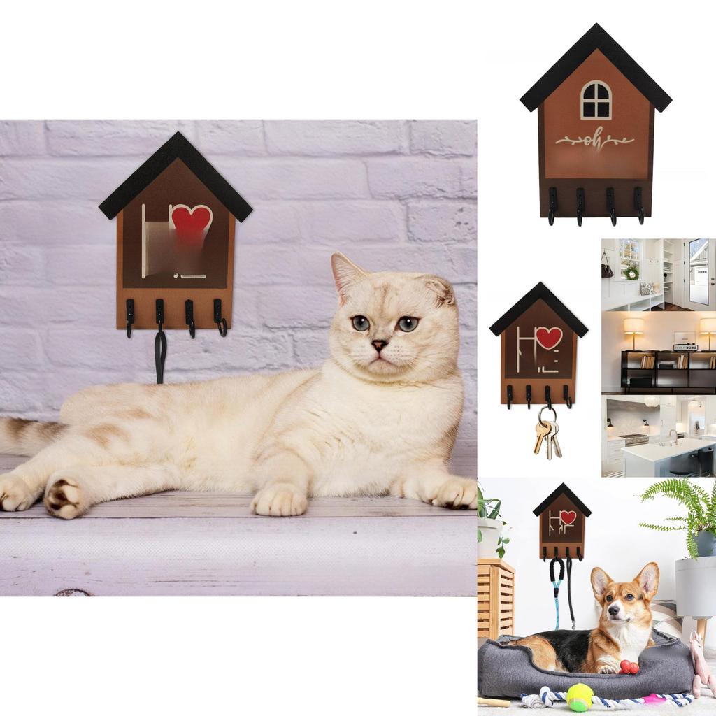 Rustic House Shape Wall Hanger With Home Sign For Wall Decor Gift