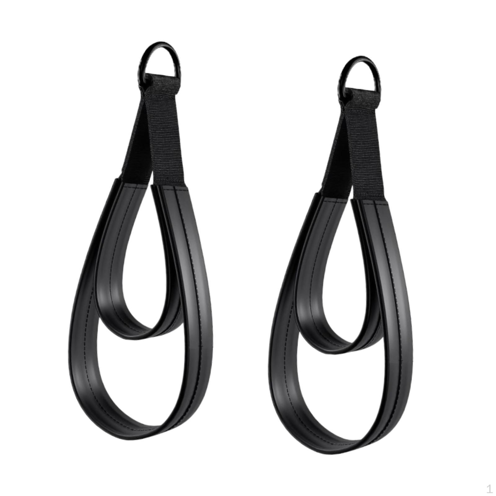 

Набор из 2 ремней с двойными петлями для пилатеса для реформера, удобный захват, тренировка, ПУ, нескользящие, на лодыжку, для тренажерного зала, для женщин Black Rings