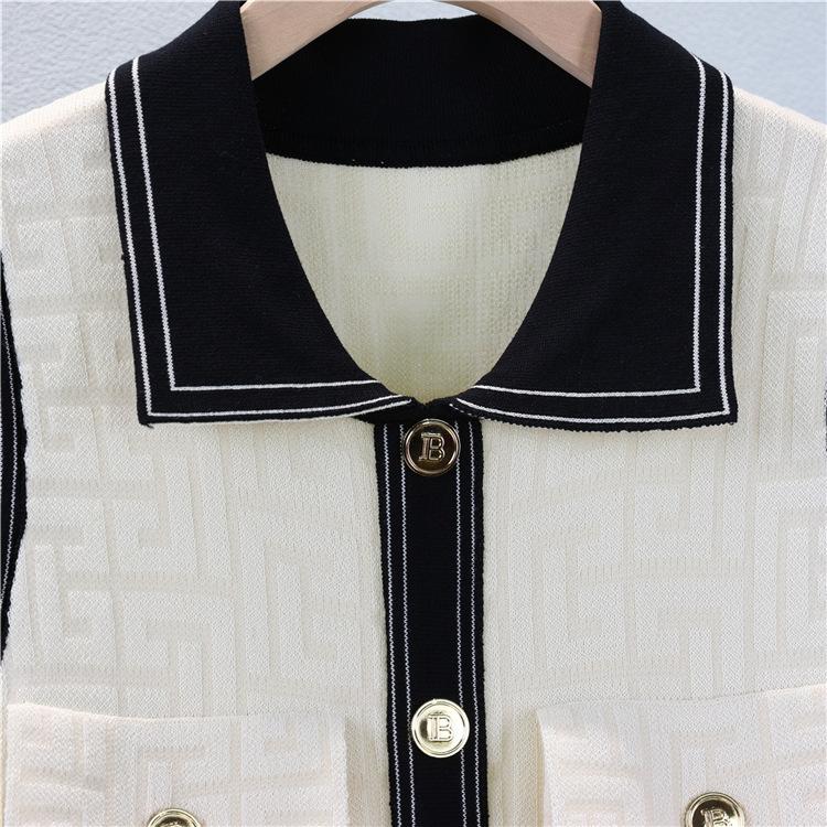 Francouzské malé parfémové temperamentní klopové pletené šaty dámské plus size módní vestové šaty