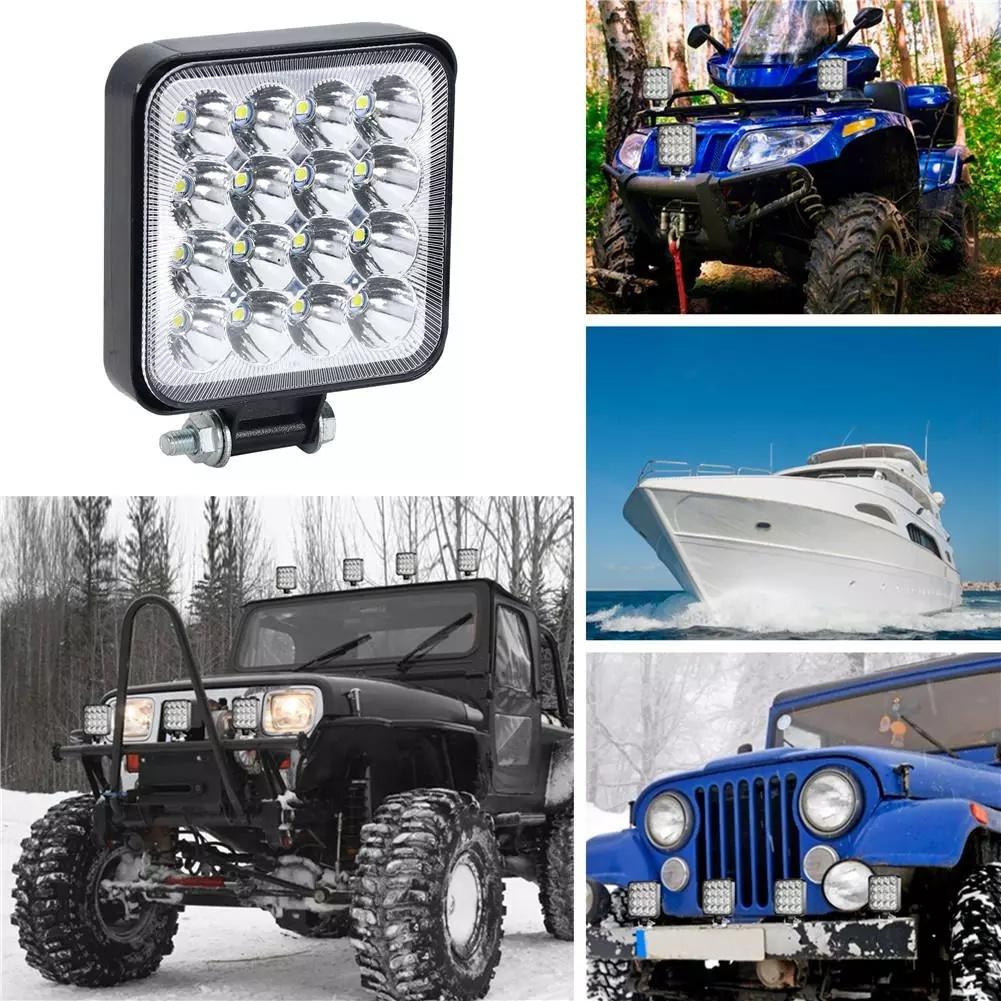 48W kwadratowe światło robocze LED 12V Off Road Mini kwadratowe 16 świateł dodatkowe światło zmodyfikowane reflektory reflektory 2/4/6 szt.