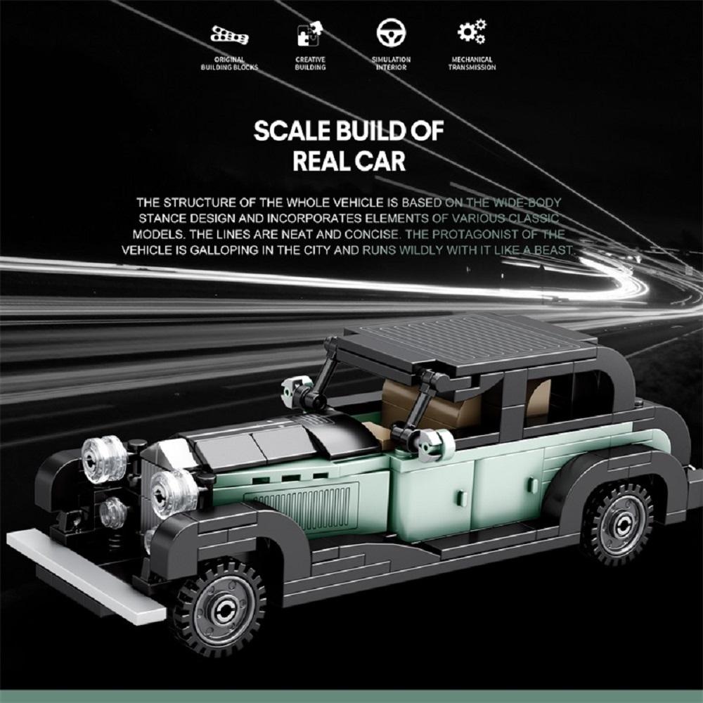 8 Litre Classic Antique Model Car Building Blocks 249 PCS Luxury Racing Car Model Construction Vehicle Toy Gift for Kid Adult