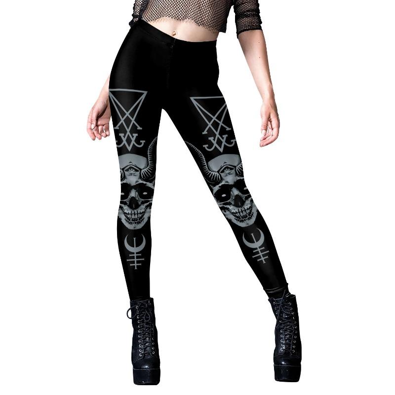 New Women's Clothing Diablo Gothic Print Yoga Skinny Fitness Punk Leggings Women
