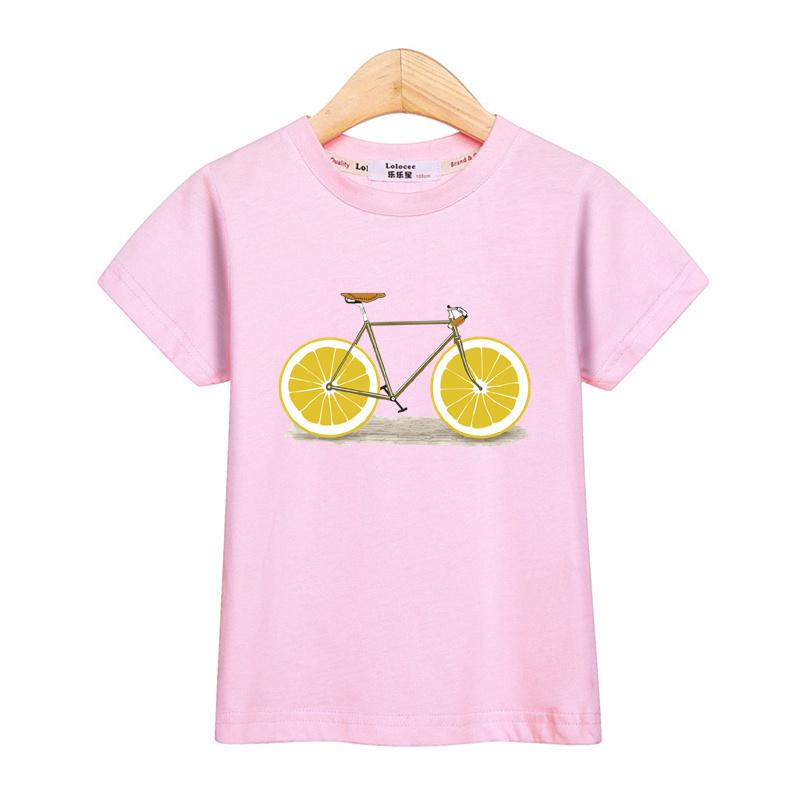 T-shirt Estiva Bambini Frutta Bicicletta Maglietta Divertente Ragazzi Ragazze Cartoni Animati Top Magliette a Maniche Corte