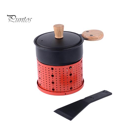 Portable Cheese Oven with Candle Holder Spatula Space-Saving Simple Elegant Cheese Melter Multi-Functional Hot Pot Frying Pan