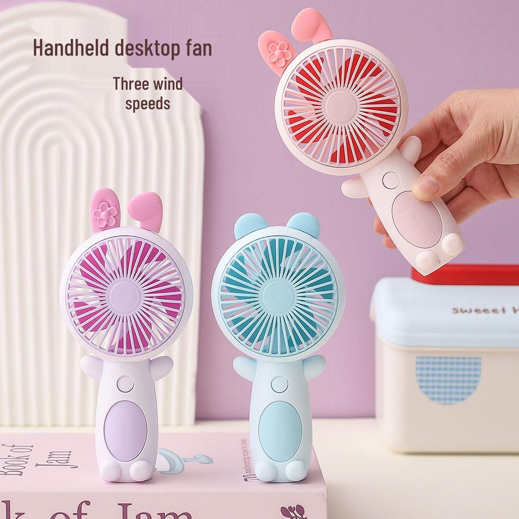 2026 Rechargeable Cartoon Handheld USB Fan: Powerful Mini Portable Desktop Electric Fan
