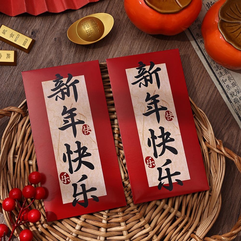 6pcs Blessing Chinese Calligraphy Red Envelopes Hongbao Red Packet New Year Money Pocket Bonus