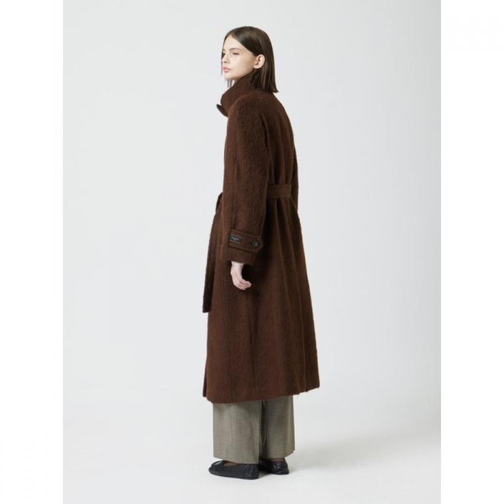Cappotto Lungo Collo Alto in Misto Alpaca C254msg031